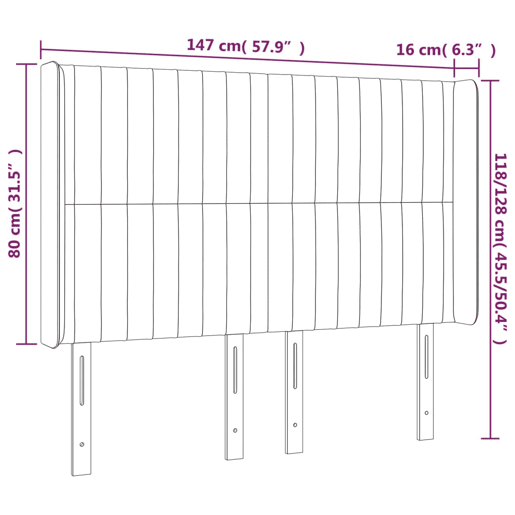 vidaXL Cabeceira cama c LED tecido 147x16x118128cm cinza-acastanhado