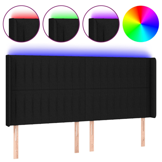 vidaXL Cabeceira de cama c luzes LED tecido 183x16x118128 cm preto vidaXL Cabeceira de cama c luzes LED tecido 183x16x118128 cm preto