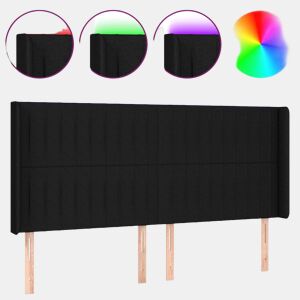 vidaXL Cabeceira de cama c luzes LED tecido 183x16x118128 cm preto