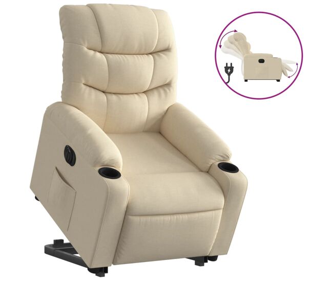 Vidaxl sillón eléctrico reclinable elevable de tela color crema