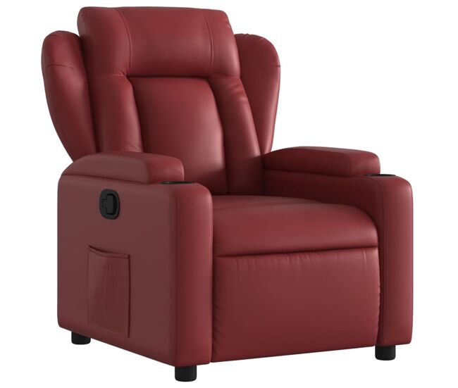 Vidaxl sillón reclinable de cuero sintético rojo tinto