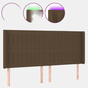 vidaXL Cabeceira de cama c luzes LED tecido 183x16x118128cm castanho