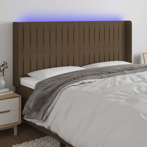 vidaXL Cabeceira de cama c luzes LED tecido 183x16x118128cm castanho vidaXL Cabeceira de cama c luzes LED tecido 183x16x118128cm castanho