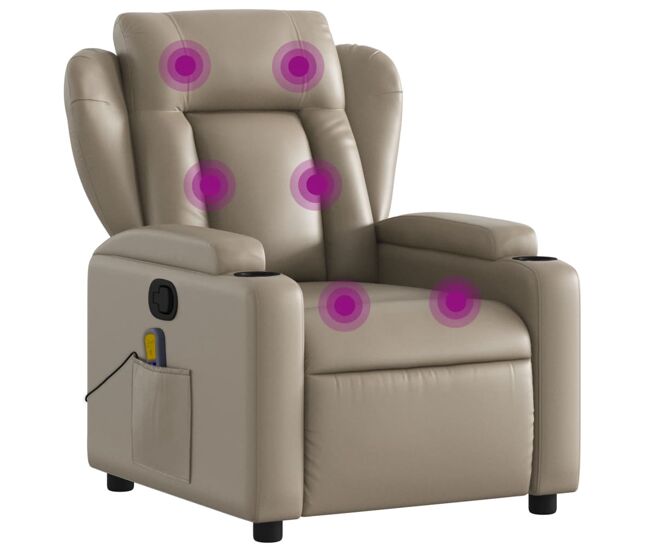 Vidaxl sillón de masaje reclinable cuero sintético color capuchino