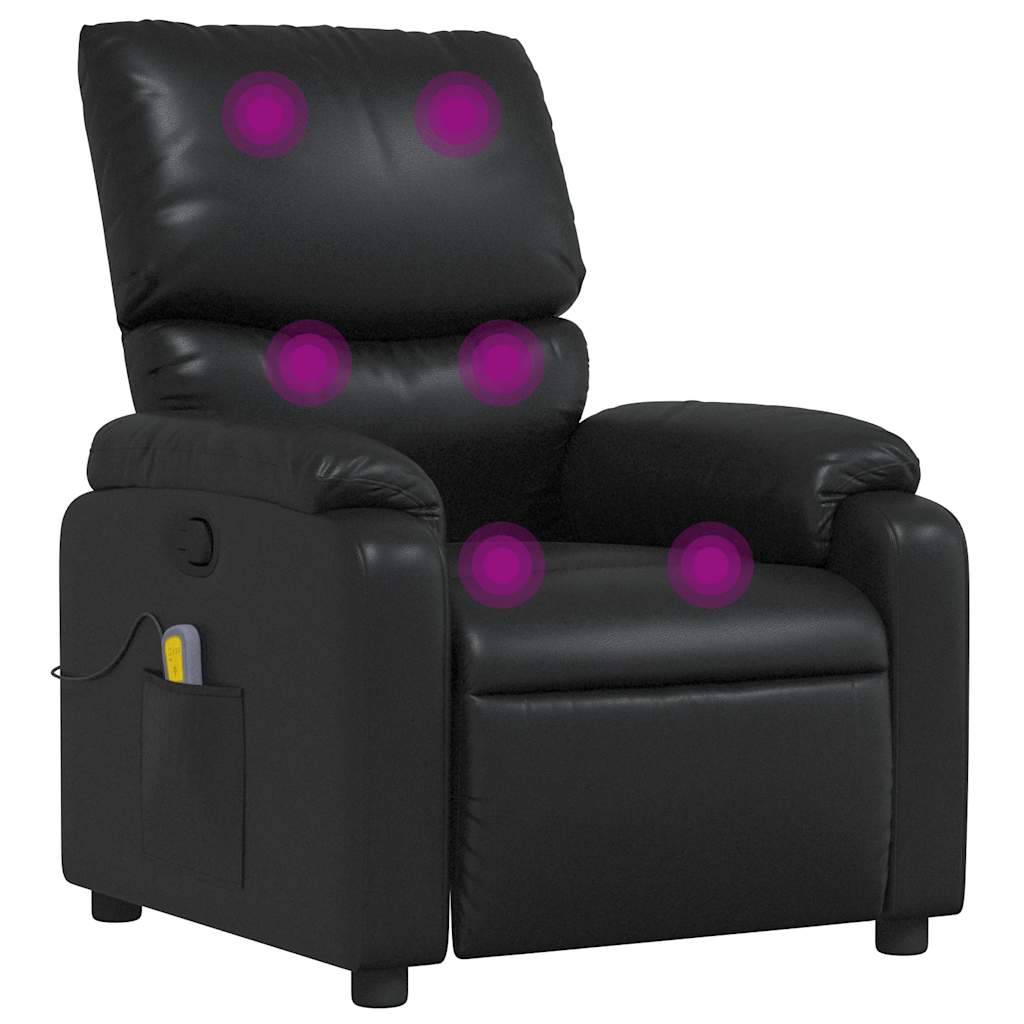 Vidaxl sillón de masaje reclinable cuero sintético negro