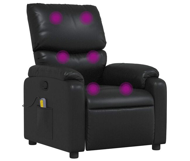 Vidaxl sillón de masaje reclinable cuero sintético negro