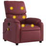 vidaXL Poltrona massagens reclinável couro artificial vermelho tinto