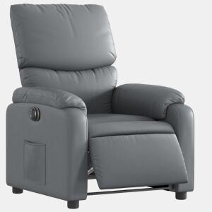 vidaXL Poltrona reclinável elétrica couro artificial cinzento