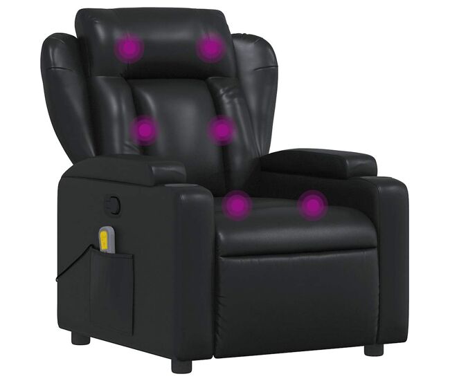 Vidaxl sillón de masaje reclinable cuero sintético negro