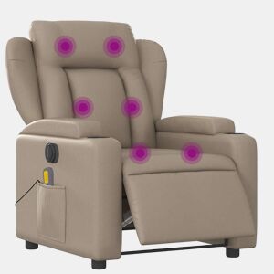 vidaXL Poltrona massagens reclinável elétrica couro artif. cappuccino