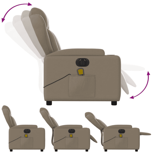 vidaXL Poltrona massagens reclinável elétrica couro artif. cappuccino vidaXL Poltrona massagens reclinável elétrica couro artif. cappuccino