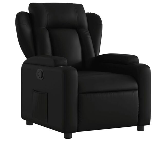 Vidaxl sillón reclinable de piel sintética negra