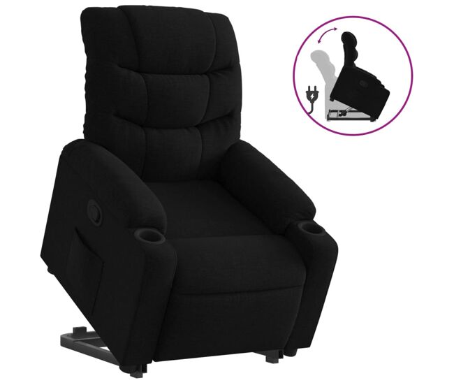 Vidaxl sillón reclinable elevable tela negro