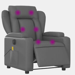 vidaXL Poltrona massagens reclinável elétrica couro artif. cinzento