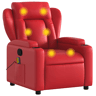 vidaXL Poltrona de massagens reclinável couro artificial vermelho