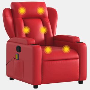 vidaXL Poltrona de massagens reclinável couro artificial vermelho
