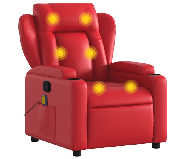 Vidaxl sillón de masaje reclinable cuero sintético rojo