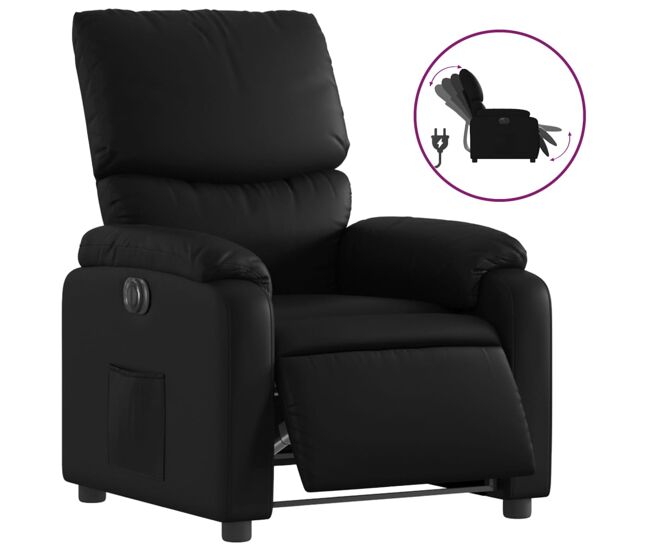 Vidaxl sillón reclinable eléctrico de cuero sintético negro