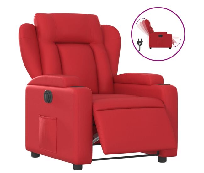 Vidaxl sillón reclinable eléctrico de cuero sintético rojo