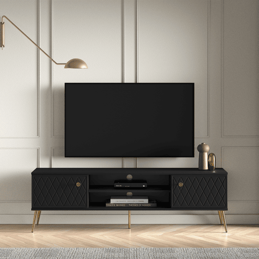 Suporte TV 2 portas 160 cm Manoé Preto