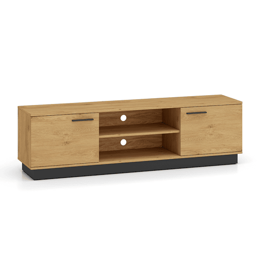 Suporte para TV de 2 portas Ysia em madeira e preto 170 cm