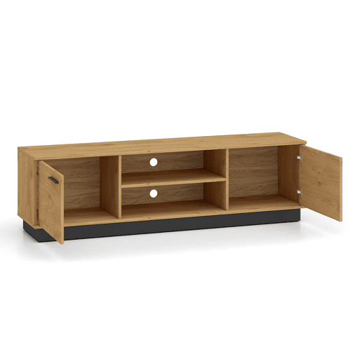 Suporte para TV de 2 portas Ysia em madeira e preto 170 cm