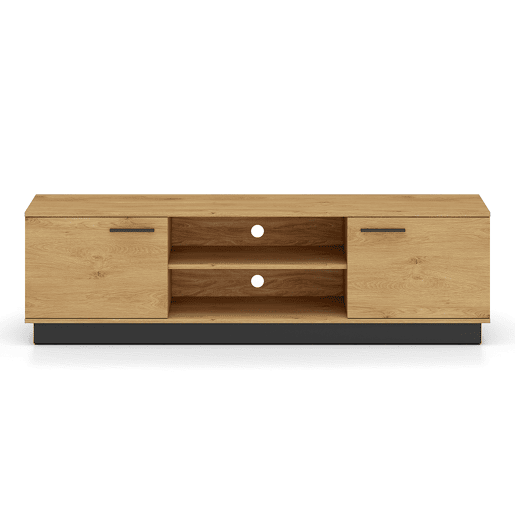 Suporte para TV de 2 portas Ysia em madeira e preto 170 cm