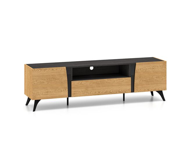 Mueble TV 2 puertas 180 cm Soah Madera y Negro