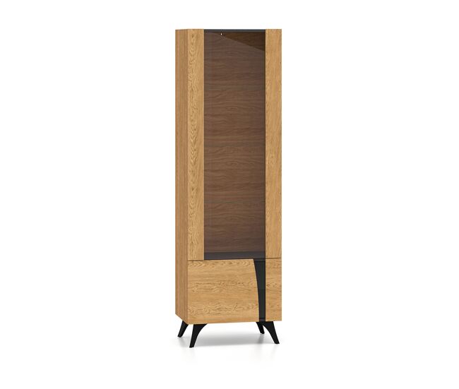 Vitrina 2 puertas apertura hacia la izquierda soah madera y negro