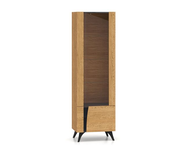 Vitrina 2 puertas apertura hacia la derecha soah madera y negro