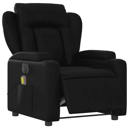 vidaXL Poltrona massagens reclinável elétrica couro artificial preto