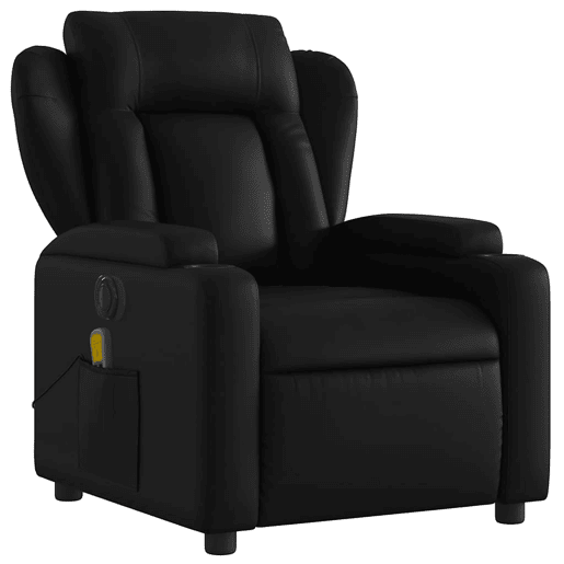 vidaXL Poltrona massagens reclinável elétrica couro artificial preto