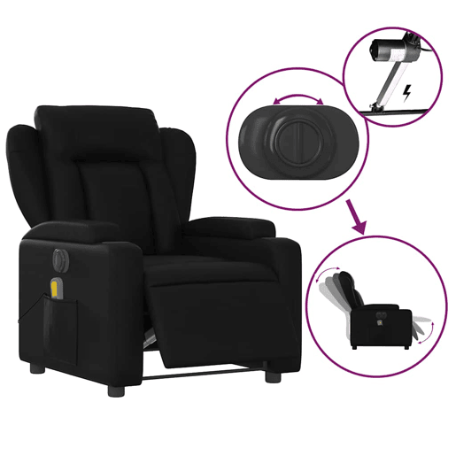 vidaXL Poltrona massagens reclinável elétrica couro artificial preto