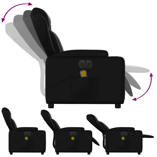vidaXL Poltrona massagens reclinável elétrica couro artificial preto
