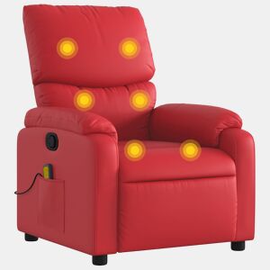 vidaXL Poltrona de massagens reclinável couro artificial vermelho