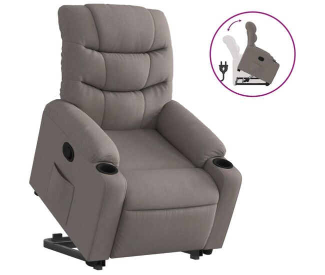 Vidaxl sillón reclinable elevable tela gris taupe