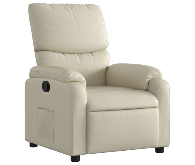 Vidaxl sillón reclinable de cuero sintético crema
