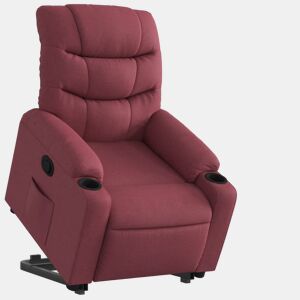 vidaXL Poltrona reclinável elevatória tecido vermelho tinto
