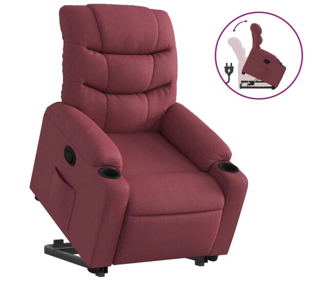 Vidaxl sillón reclinable elevable tela rojo tinto