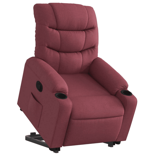 vidaXL Poltrona reclinável elevatória tecido vermelho tinto