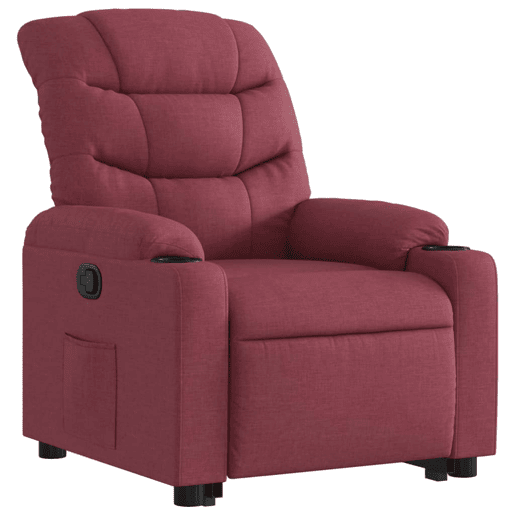 vidaXL Poltrona reclinável elevatória tecido vermelho tinto