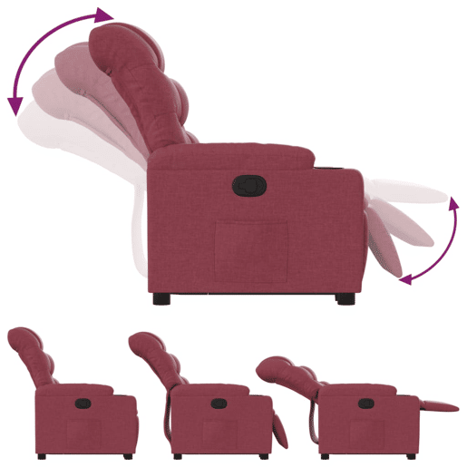 vidaXL Poltrona reclinável elevatória tecido vermelho tinto