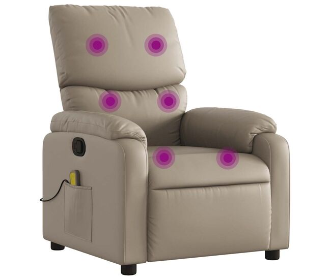 Vidaxl sillón de masaje reclinable cuero sintético color capuchino