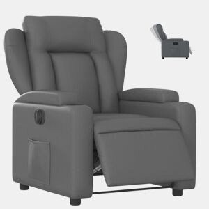 vidaXL Poltrona reclinável elétrica couro artificial cinzento