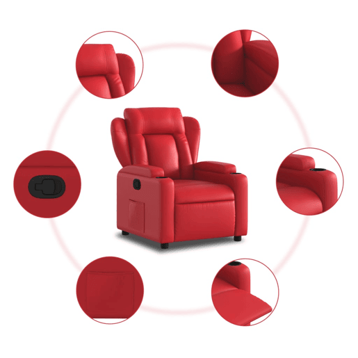 vidaXL Poltrona reclinável couro artificial vermelho vidaXL Poltrona reclinável couro artificial vermelho