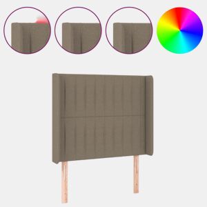 vidaXL Cabeceira cama c LED tecido 93x16x118128 cm cinza-acastanhado