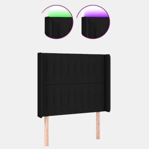 vidaXL Cabeceira de cama c luzes LED tecido 93x16x118128 cm preto