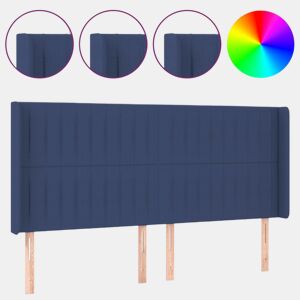 vidaXL Cabeceira de cama c luzes LED tecido 163x16x118128 cm azul
