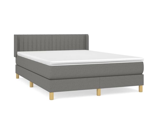 Cama box spring con colchón tela gris oscuro 140x200 cm rayas verticales