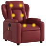 vidaXL Poltrona massagens reclinável couro artificial vermelho tinto